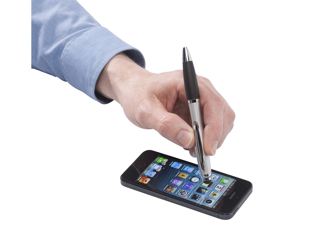 Ручка-стилус шариковая Mandarine, серебристый, черные чернила