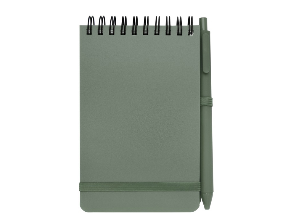 Блокнот Thalaasa формата А6 в твердой обложке из океанического пластика с шариковой ручкой - Зеленый яркий