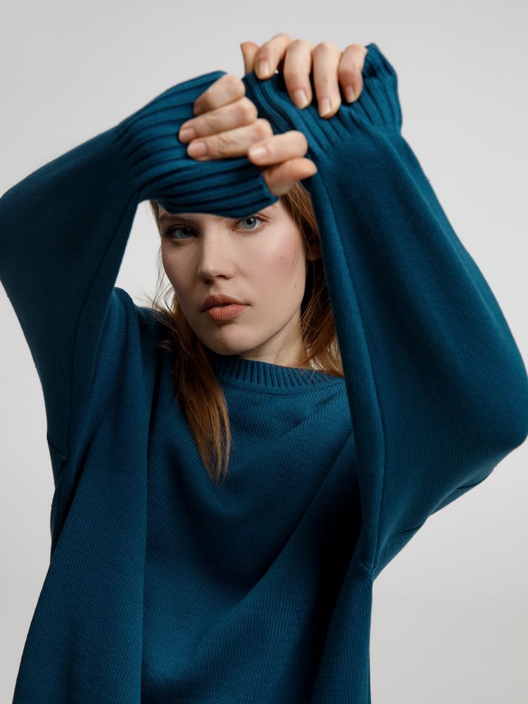 Джемпер оверсайз унисекс Stated в сумке, синий (морская волна), размер L/XL