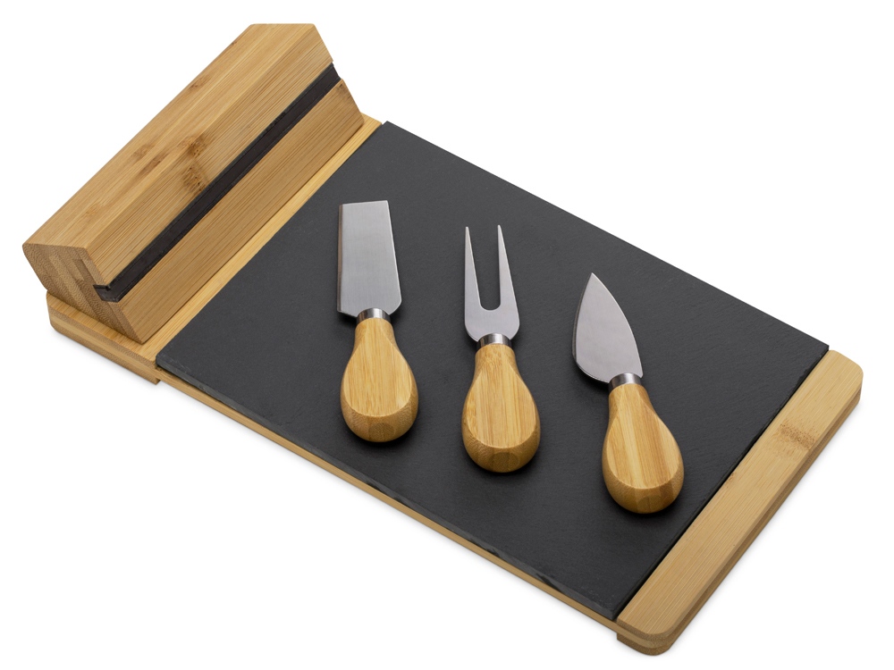 Набор для сыра из бамбука и сланца Taleggio с логотипом  | Print Logo