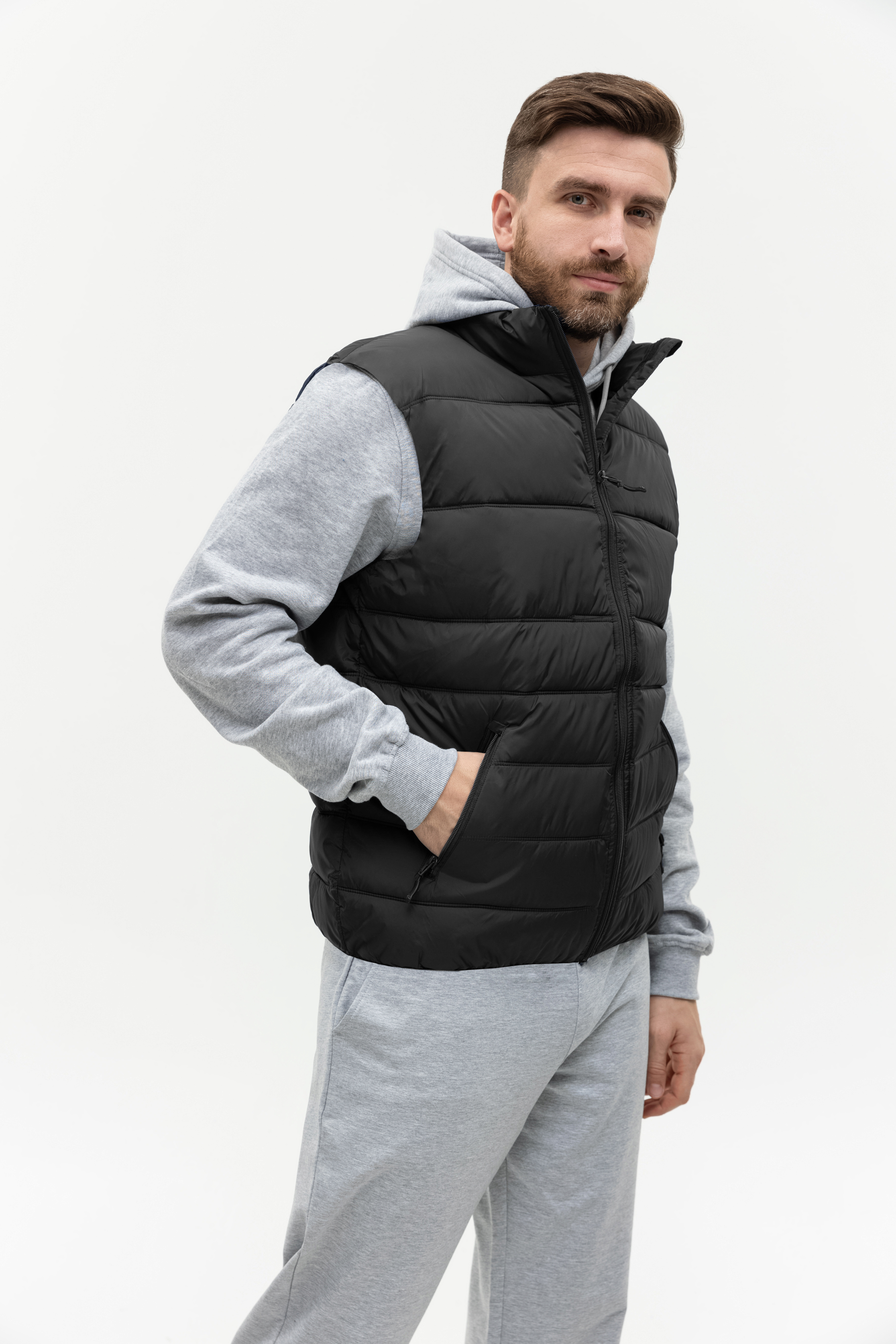 Жилет мужской STAN утепленный таффета 210T,65, 82, Чёрный,  (20)  (50/L)