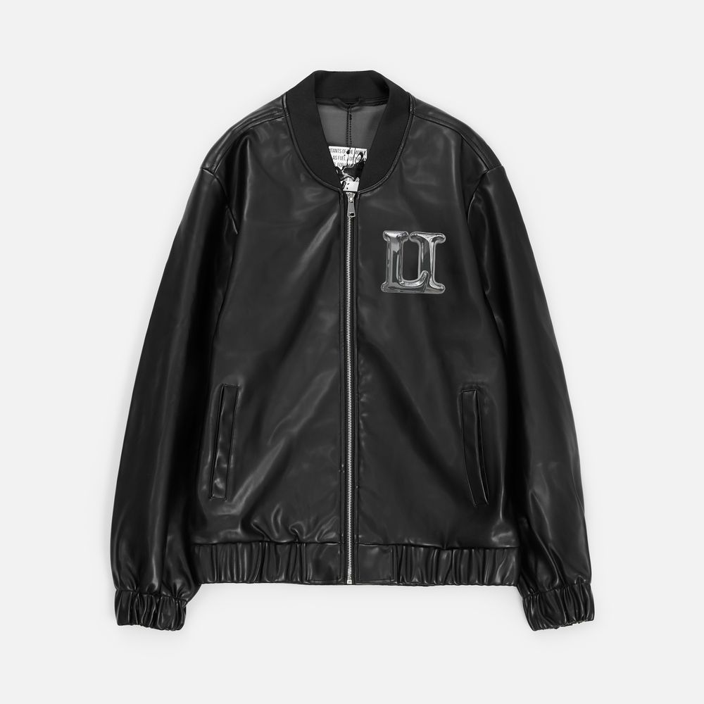 Бомбер из искусственной кожи Univer, черный, размер XL/XXL