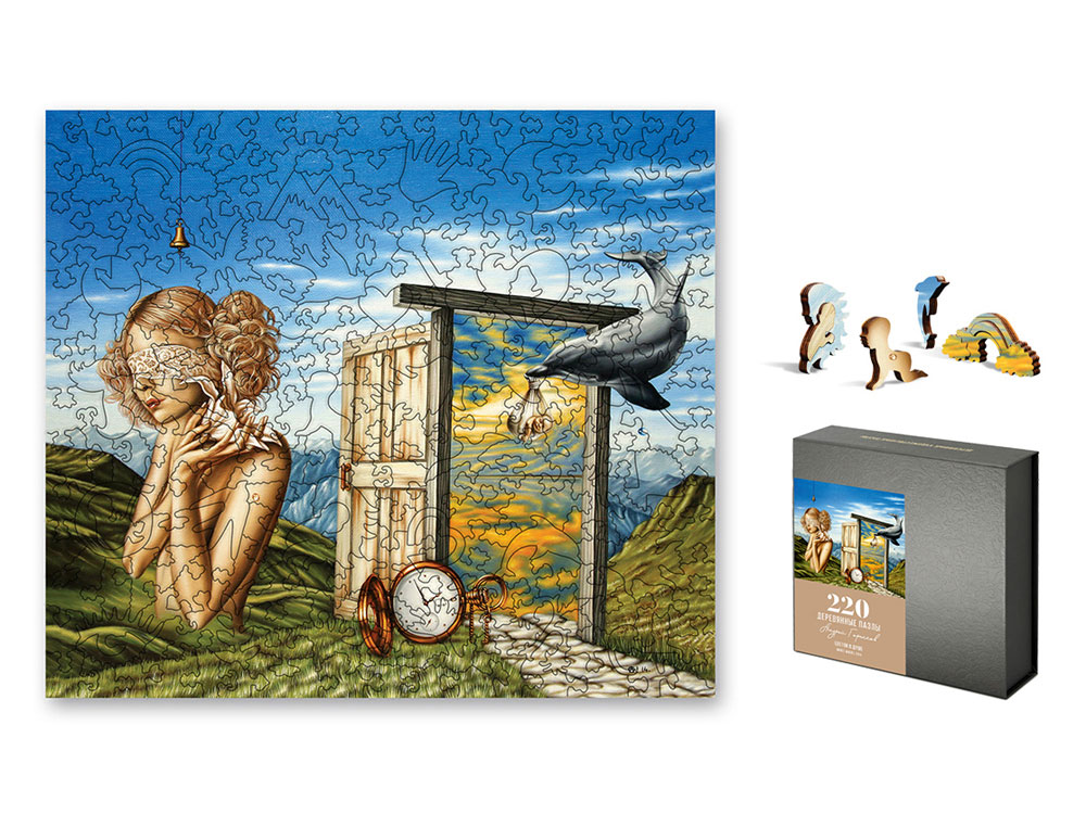 Деревянный пазл Цветок в душе, 220 деталей с логотипом DAVICI | Print Logo