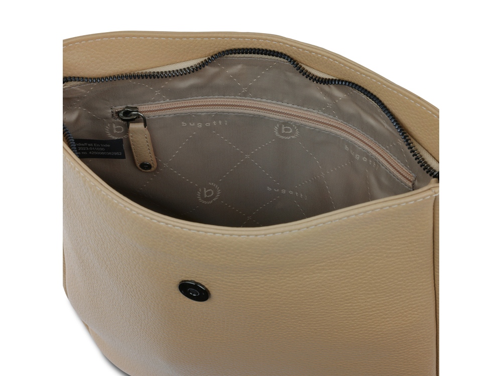 Сумка женская BUGATTI ЭЛЬЗА | ELSA, песочного цвета, воловья кожа/полиэстер, 29х8х27 см