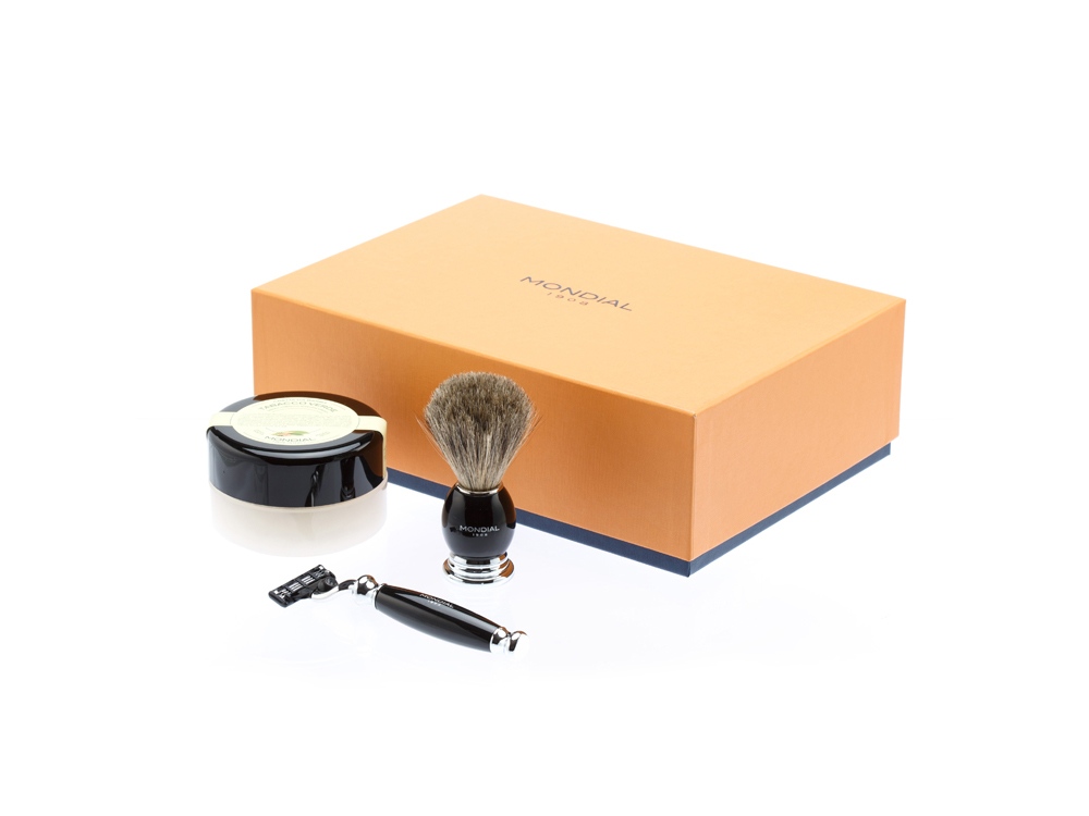 Бритвенный набор: станок MACH3, помазок, крем для бритья Tabacco verde с логотипом MONDIAL | Print Logo