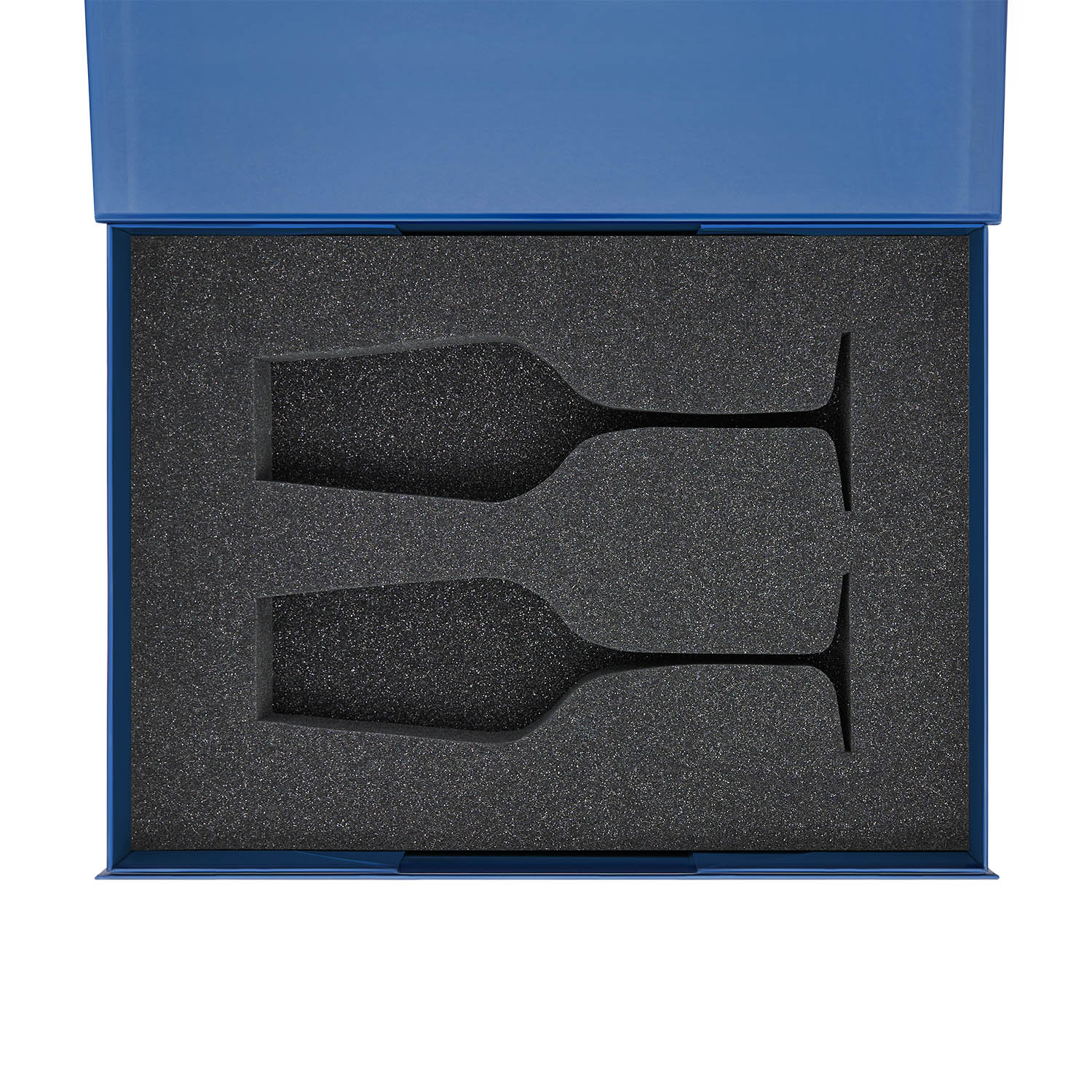 Ложемент под 2 бокала для шампанского (рифленое стекло) в среднюю коробку-трансформер (арт. 695721) — пример нанесения логотипа (Portobello подарочная упаковка) | Print Logo