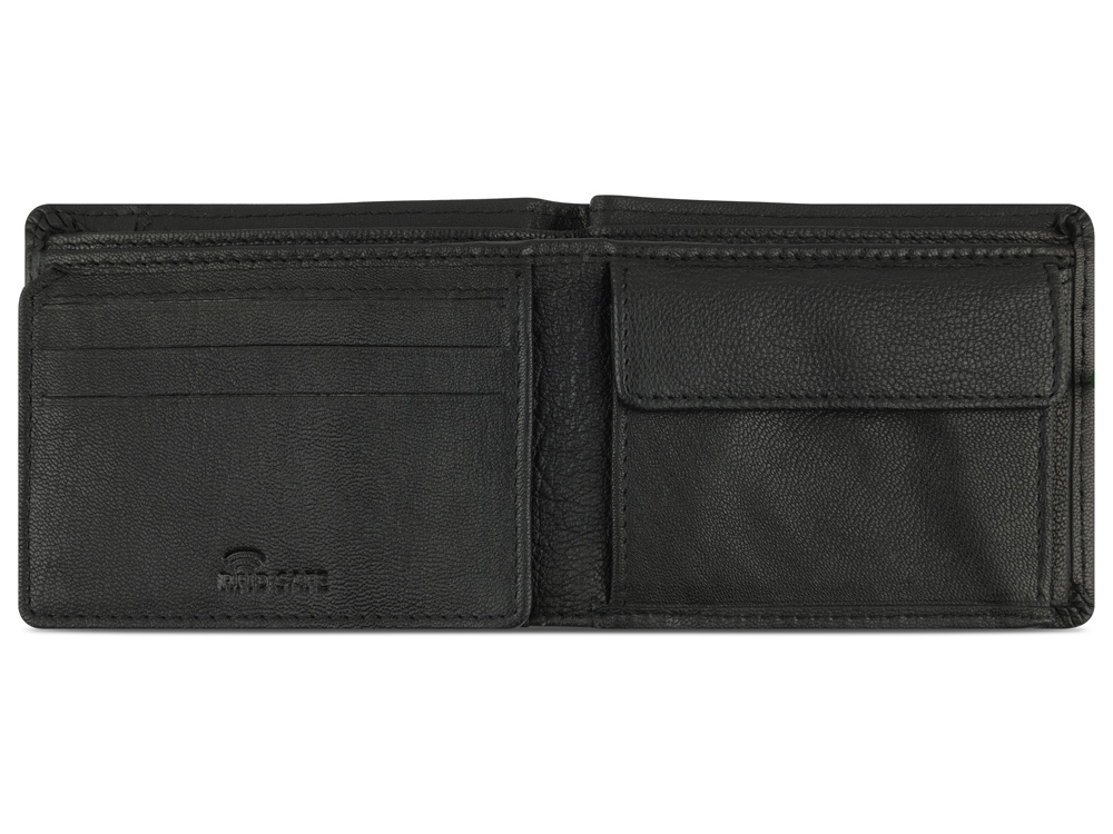 Портмоне BUGATTI Banda, с защитой данных RFID, чёрное, кожа/полиэстер, 10,5х2х8,3 см