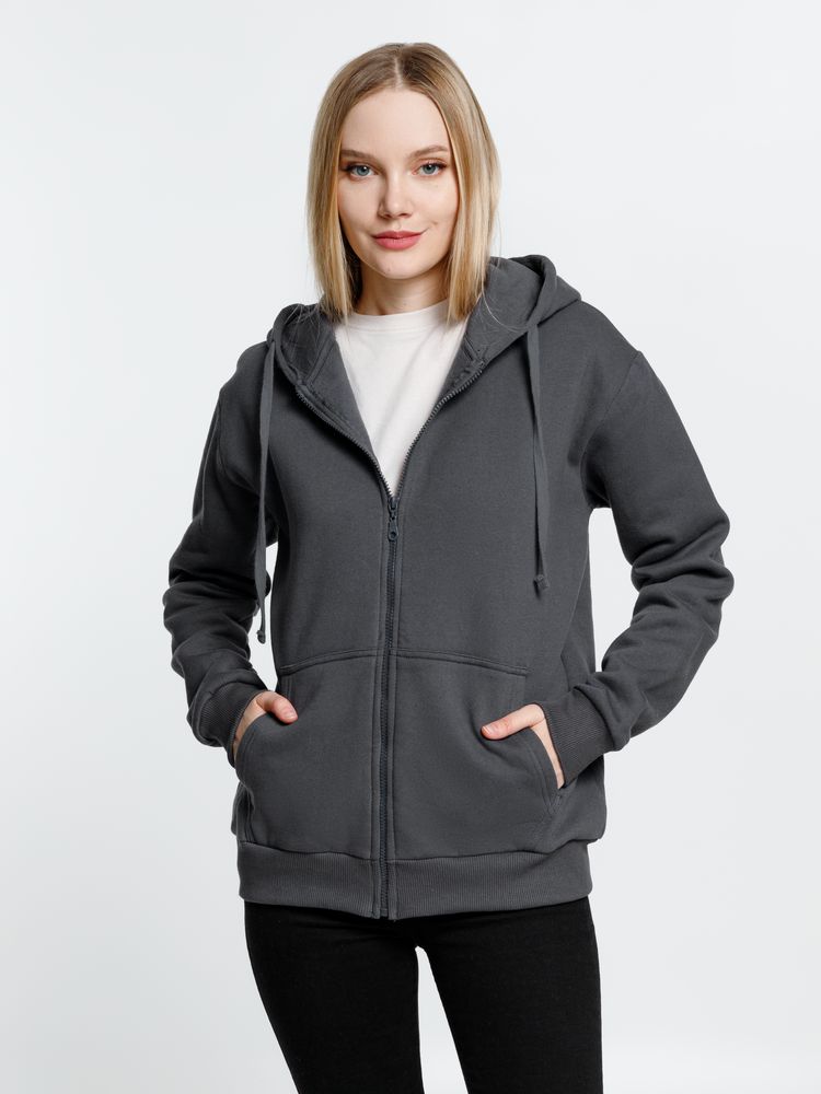 Толстовка на молнии с капюшоном Siverga Heavy 2.0, темно-серая (графит), размер XXL