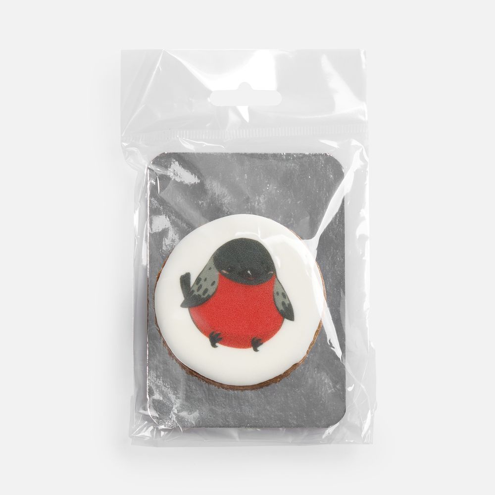 Печенье имбирное «Снегирь» — пример нанесения логотипа (сделано в России) | Print Logo