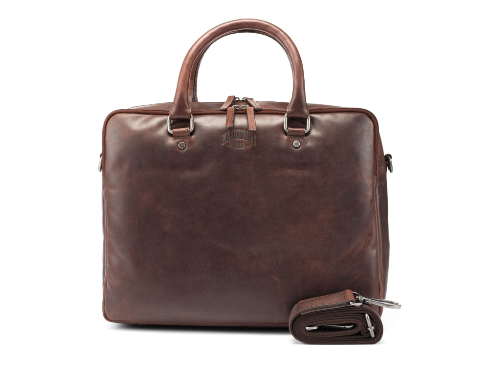 Сумка KLONDIKE DIGGER Earl, натуральная кожа в темно-коричневом цвете, 29 x 38 x 9 см