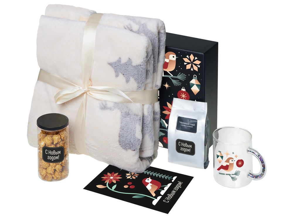 Подарочный набор Re: Unwind с пледом, кружкой и чаем с логотипом  | Print Logo