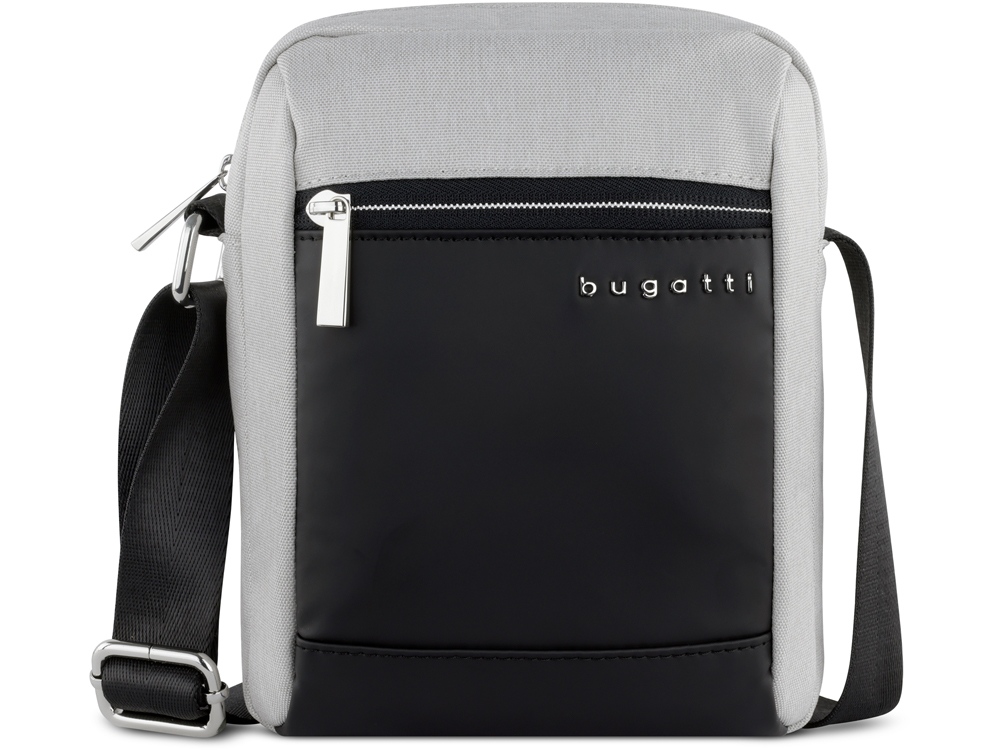 Сумка наплечная мужская BUGATTI СЕРА | SERA, светло-серая, полиэстер, 17х5,5х21 см, 1,5 л