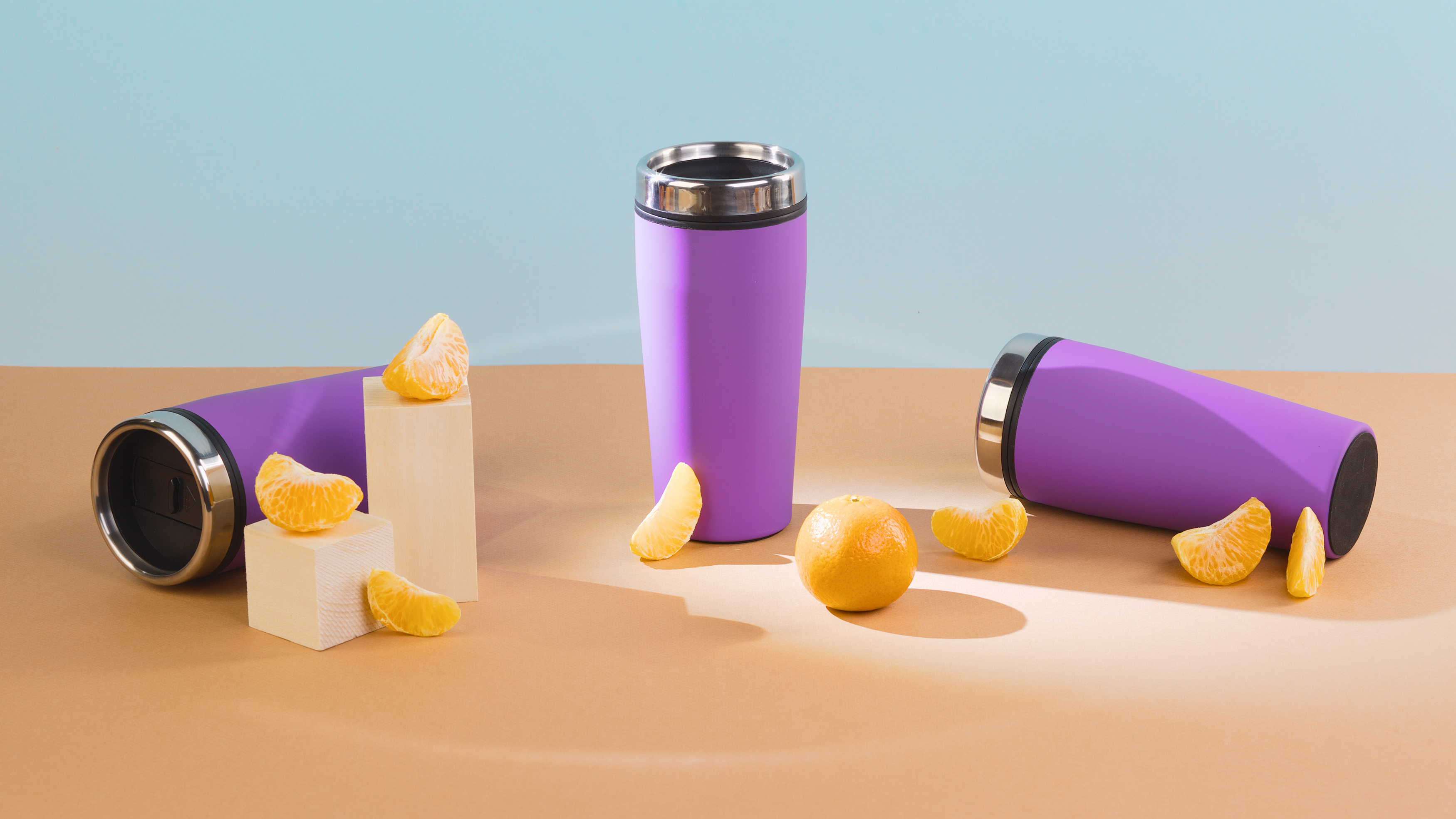 Термостакан "Европа" 500 мл, покрытие soft touch, фиолетовый