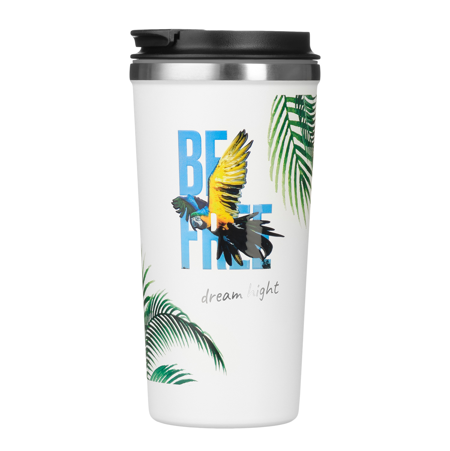 Термокружка вакуумная Палермо, белая, зернистое покрытие