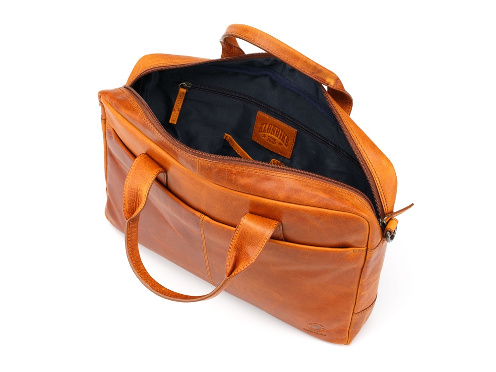 Сумка KLONDIKE DIGGER Mavis, натуральная кожа цвета коньяк, 32 x 40 x 8 см