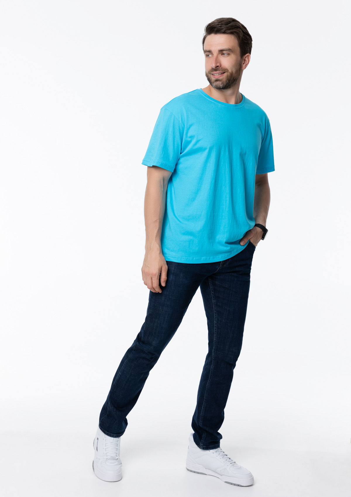 Футболка унисекс без бокового шва STAN хлопок 160, 02, Бирюзовый,  (32)  (44/XS)