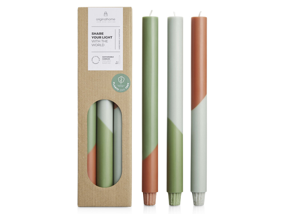 Набор свечей Eden, 3 шт. с логотипом Originalhome | Print Logo