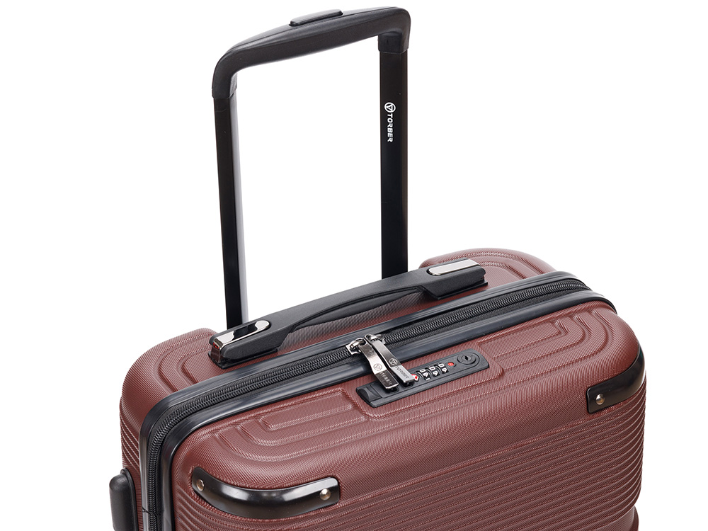 Чемодан TORBER ОНЕГА, бордовый, ABS-пластик, 59,5 х 39,5 х 24 см, 46 л