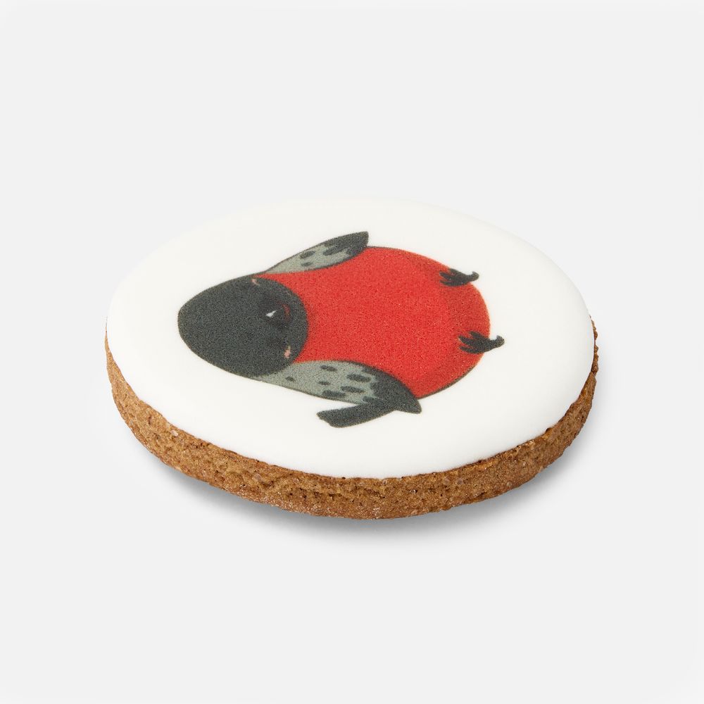 Печенье имбирное «Снегирь» — пример нанесения логотипа (сделано в России) | Print Logo