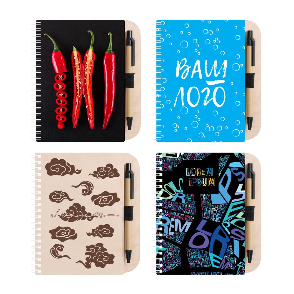 Блокнот на пружине Woodpad на заказ с логотипом сделано в России | Print Logo