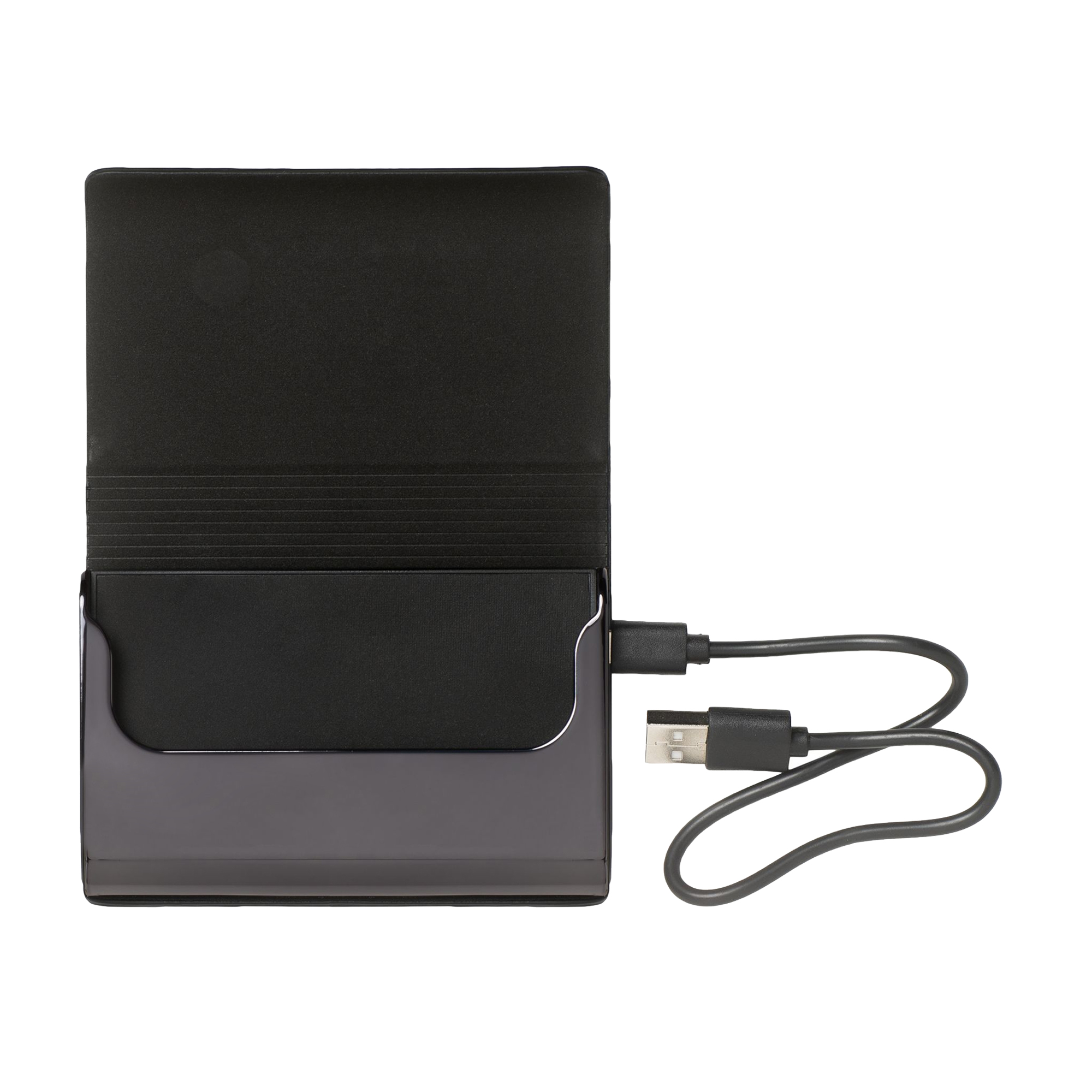 Визитница со встроенным зарядным устройством, 4000 mAh, Storyline Black фото на сайте Print Logo.