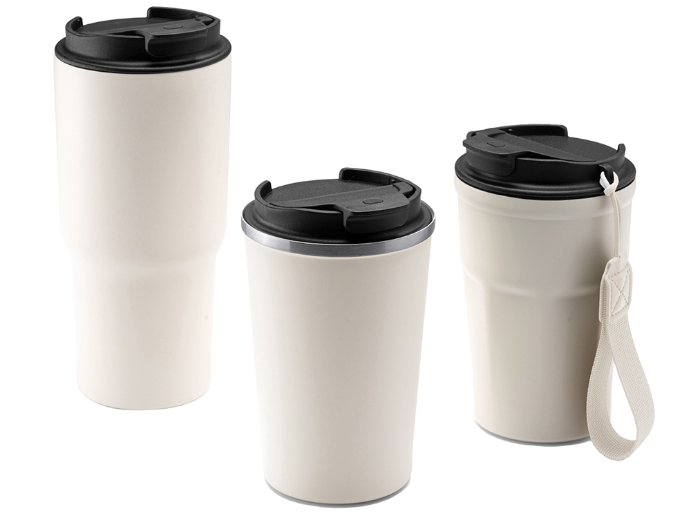 Термокружка KEURY из нержавеющей стали с двойными стенками и ручкой с керамической слоем, белый