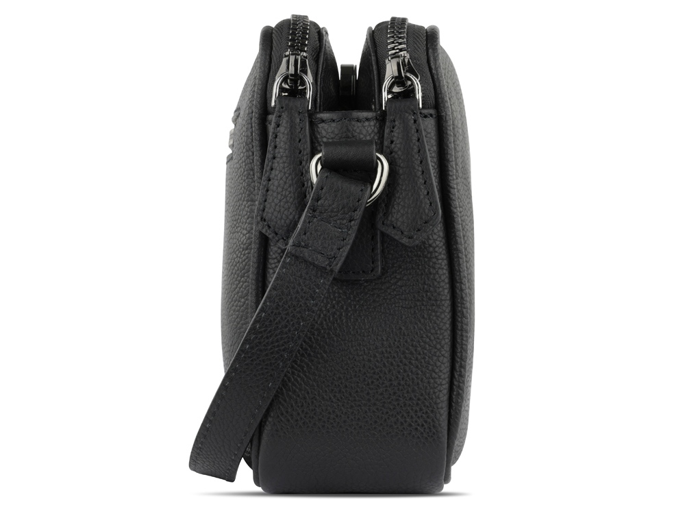 Сумка кросс-боди женская BUGATTI БЕЛЛА | BELLA, чёрная, воловья кожа/полиэстер, 22х6х15,5 см