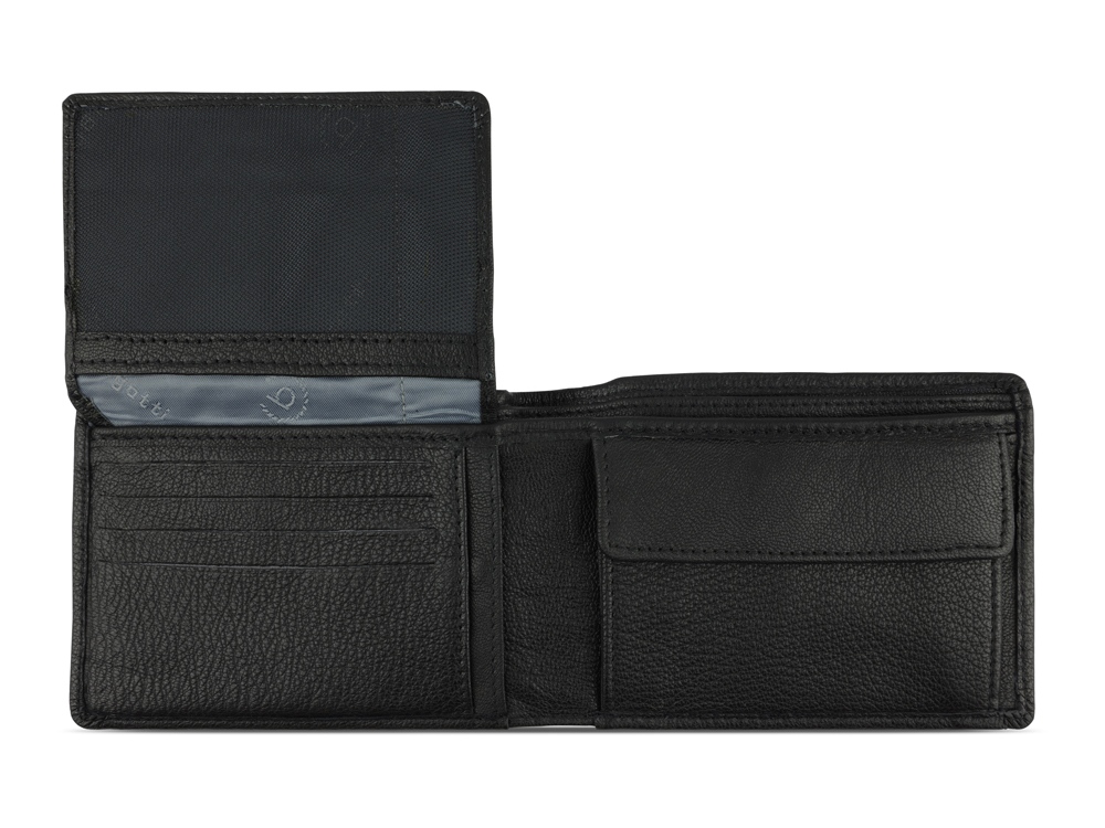 Портмоне BUGATTI ШЕДЕВР | BOMBA, с защитой данных RFID, чёрное, кожа козы/полиэстер, 12,5х2х9 см