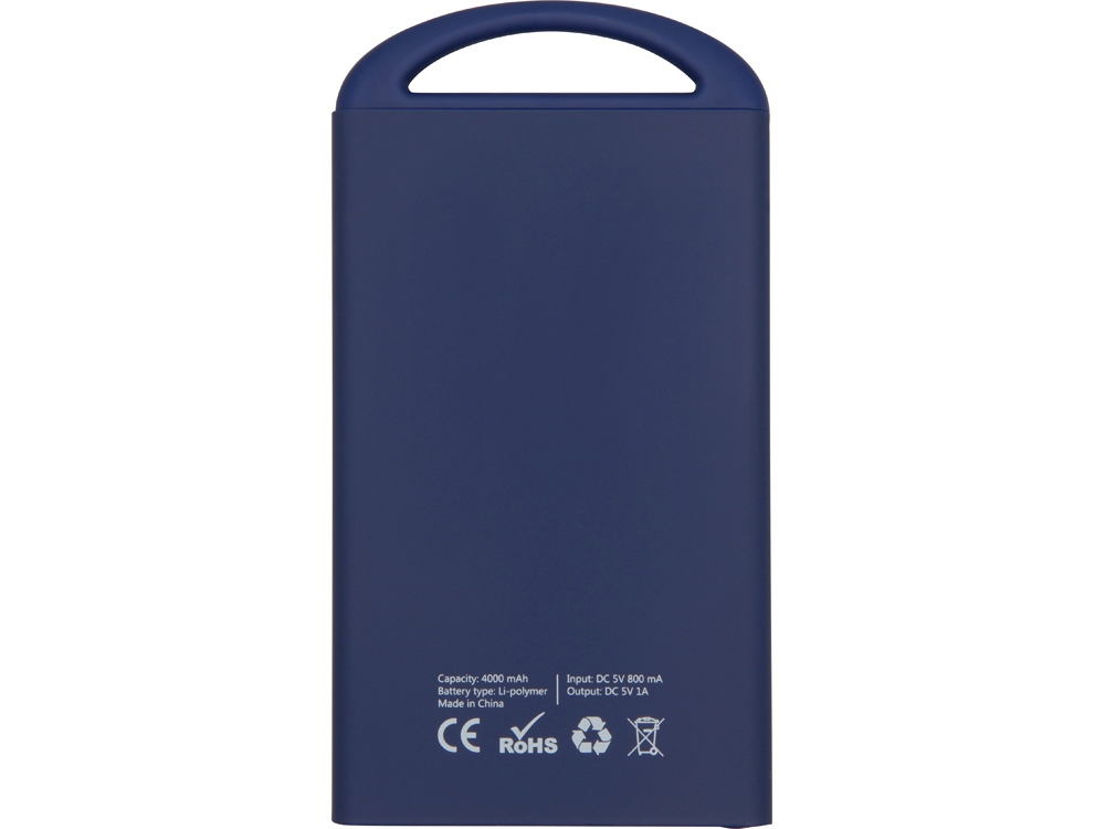 Портативное зарядное устройство Shine с зеркальной гравировкой, 4000 mAh, темно-синий