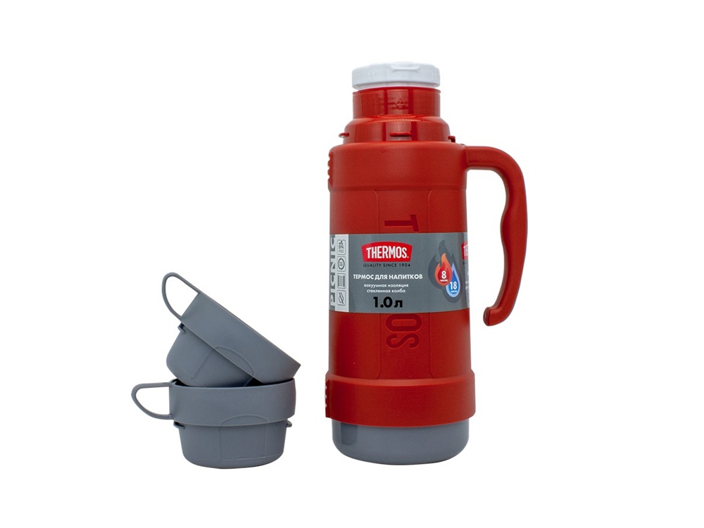 Термос со стеклянной колбой тм THERMOS PICNIC 40 Series Red 1,0L