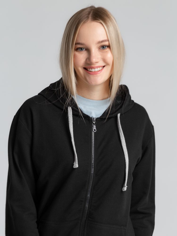 Толстовка на молнии с капюшоном Unit Siverga черная, размер L