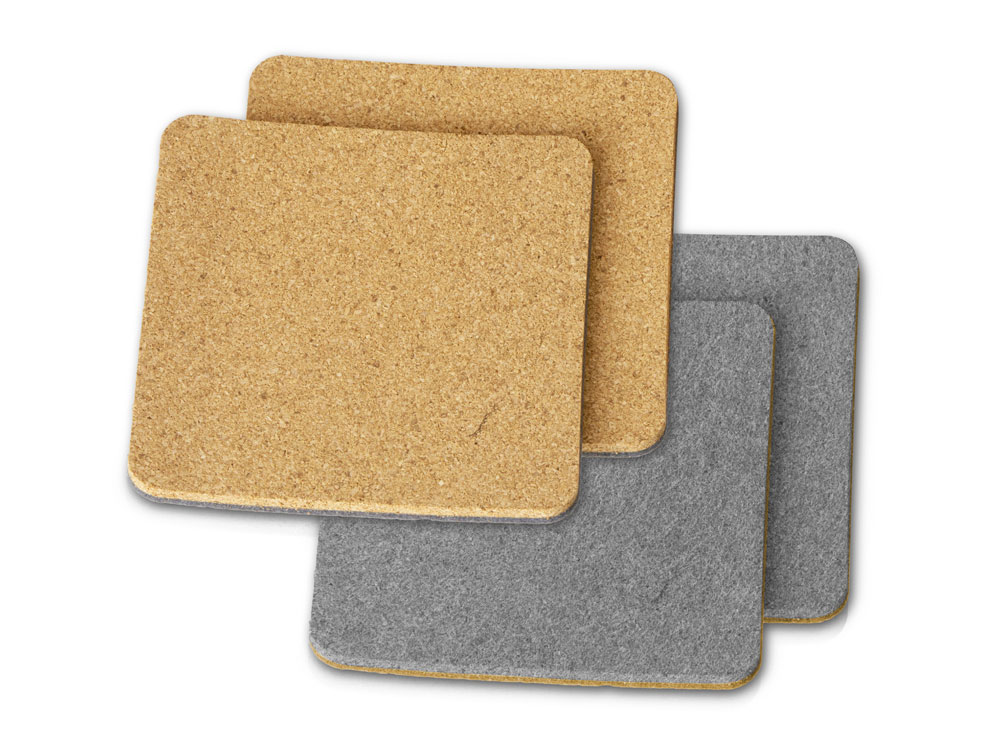 Набор костеров из пробки с фетром Grit с логотипом  | Print Logo