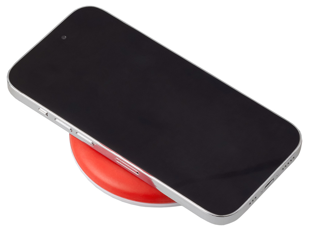 Беспроводное зарядное устройство со встроенным кабелем 2-в-1 Disc, красный