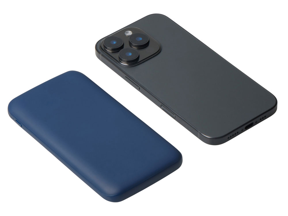 Набор из внешнего акуумулятора и универсального кабеля с подсветкой лого Reserve LED, 10000mAh, темно-синий