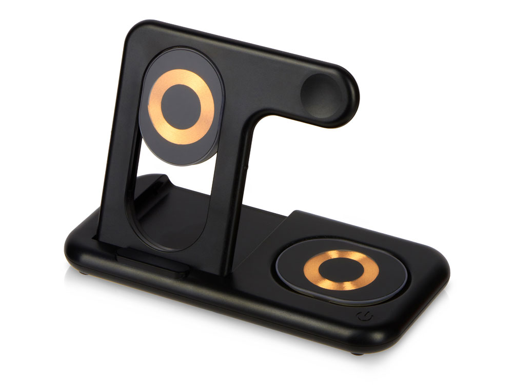 Беспроводная зарядная станция 3-в-1 MajestIQ, 15 Вт с логотипом Qjet | Print Logo