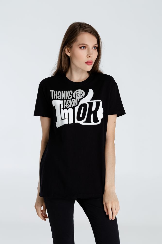 Футболка I'm OK, черная, размер XXL