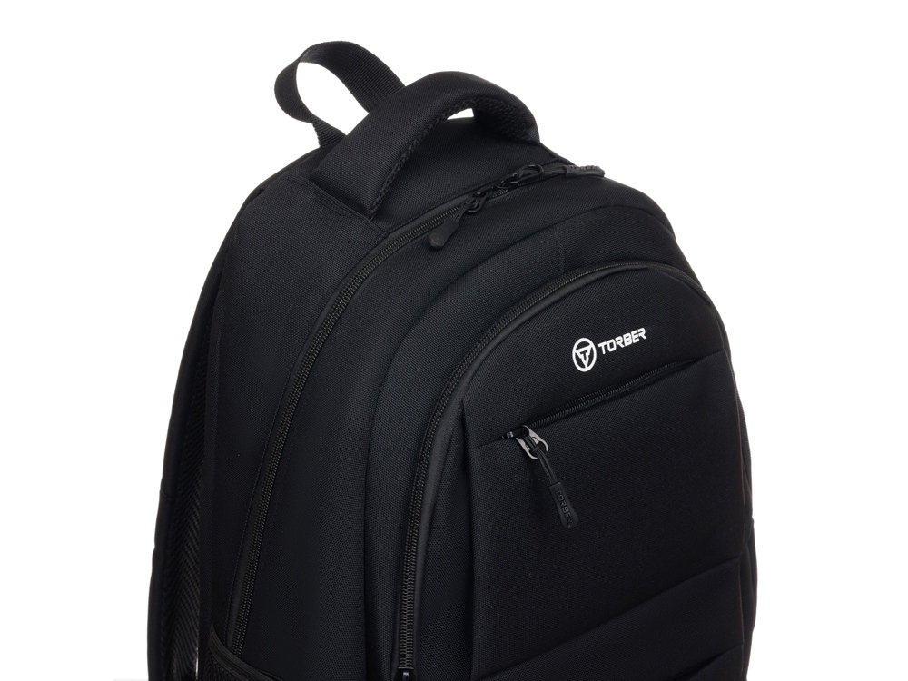 Рюкзак TORBER КЛАСС, черный, полиэстер 900D, 45 x 30 x 18 см + Мешок для сменной обуви в подарок!