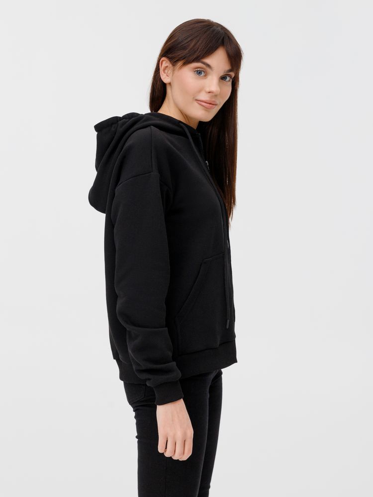 Толстовка унисекс оверсайз на молнии Zippy Terry, черная, размер XL/XXL