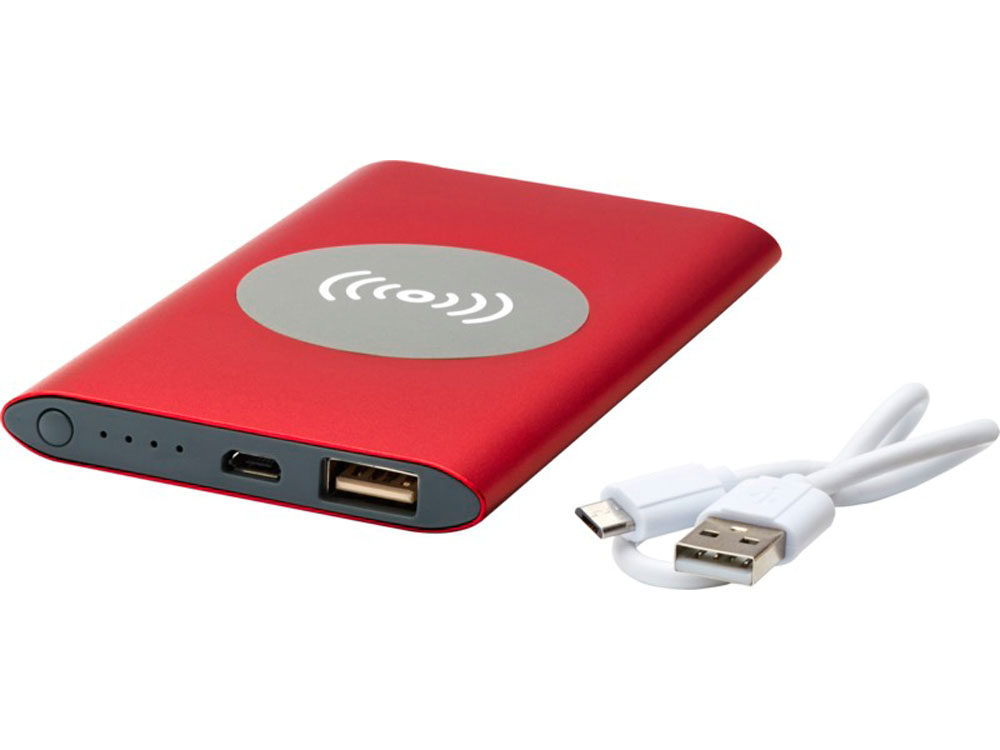 Беспроводное портативное зарядное устройство емкостью 4000 мАч Juice, красный