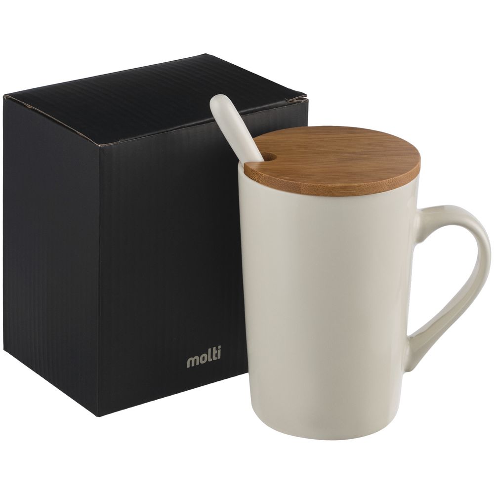 Кружка Parley с ложкой и бамбуковой крышкой фото на сайте Print Logo.