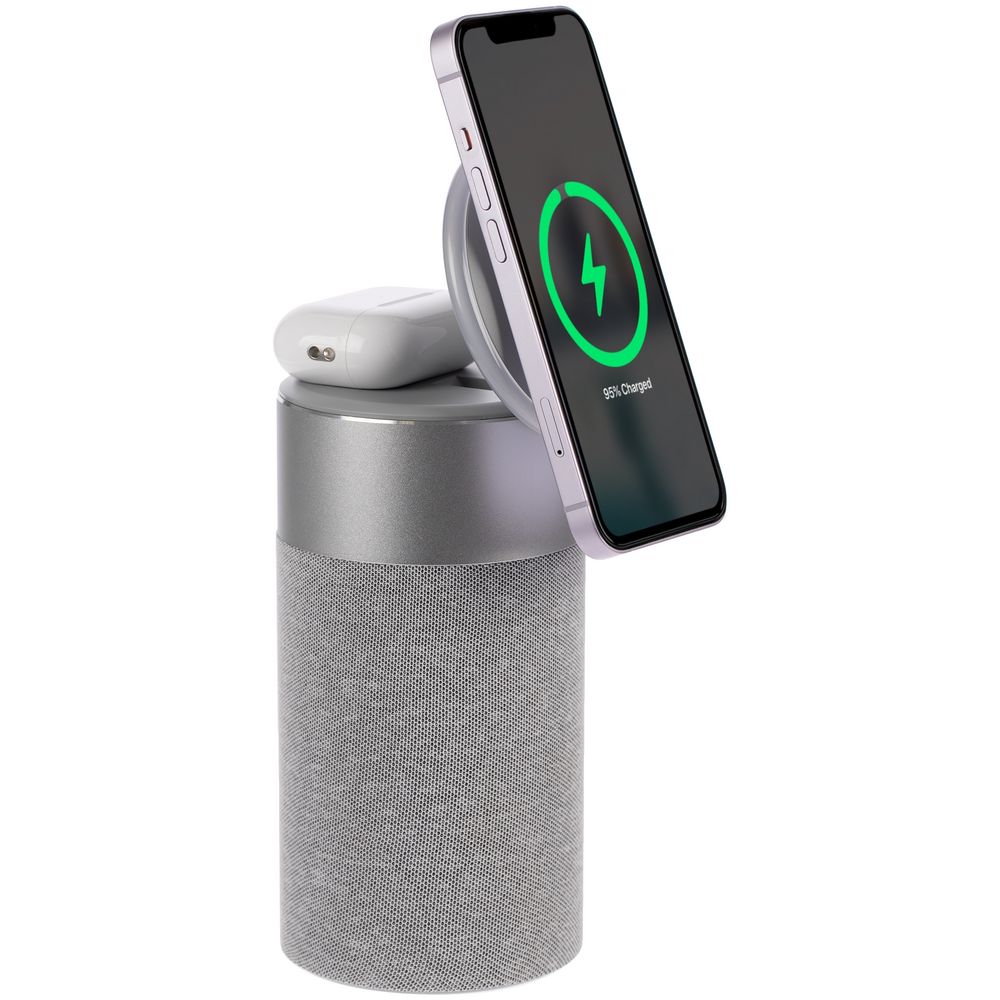 Колонка c беспроводной зарядкой и подсветкой Charge House с логотипом Uniscend | Print Logo