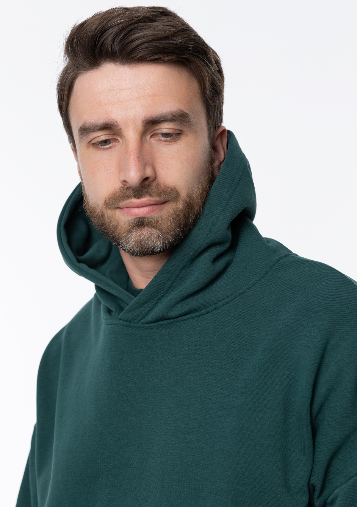 Худи унисекс STAN оверсайз футер без начёса 350, 66, Тёмно-зелёный,  (130)  (44/XS)