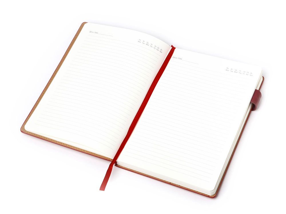 Бизнес блокнот А5 Freya с клапаном и карманом для визиток, твердая обложка, 128 листов, красный и (Р)