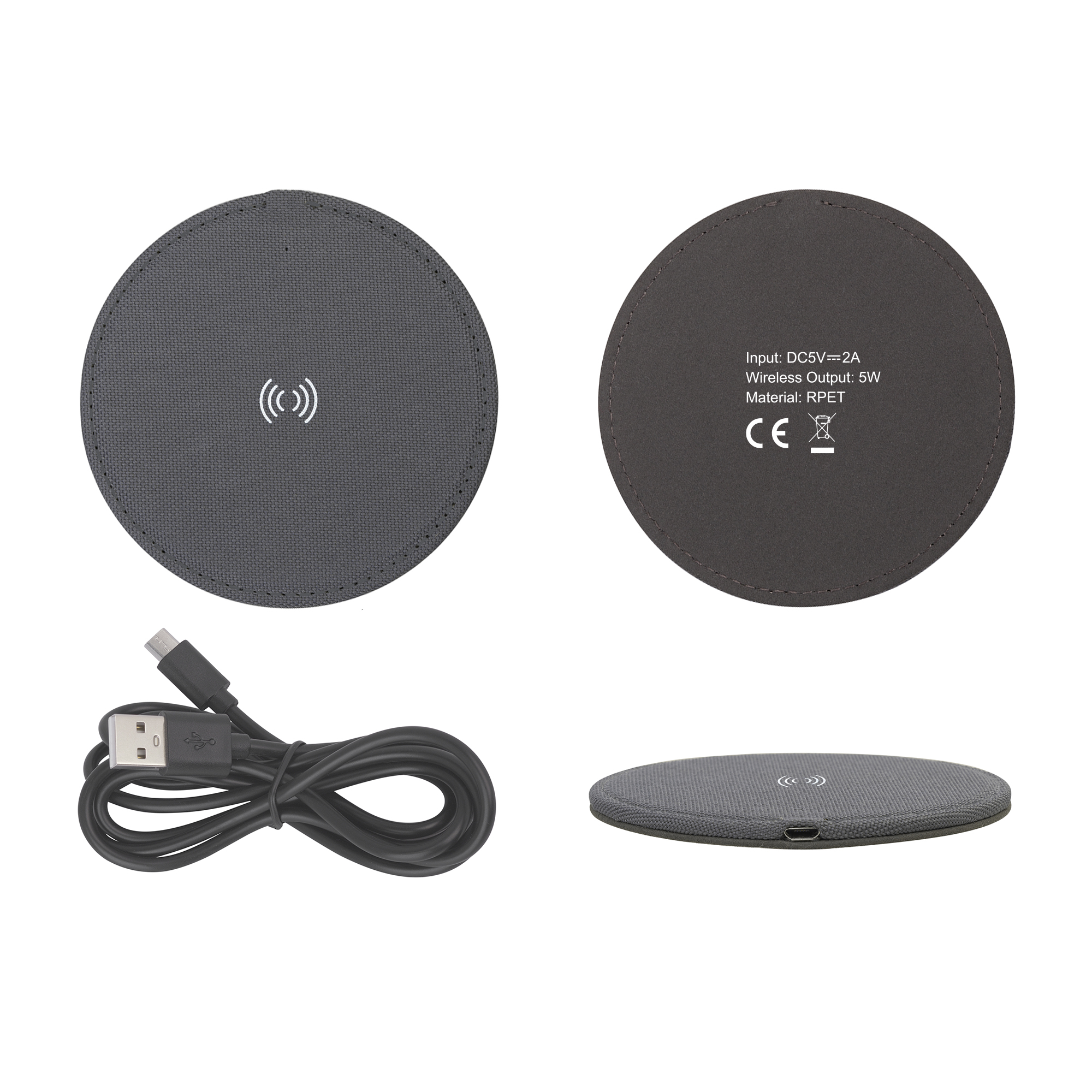 Настольное беспроводное зарядное устройство "Cool Gray", переработанный пластик (RPET) фото на сайте Print Logo.