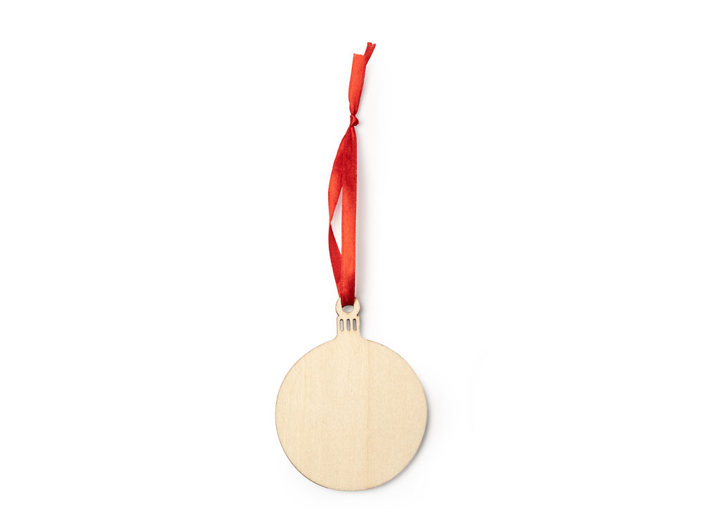 Деревянное новогоднее украшение JINGLE, шар с логотипом  | Print Logo