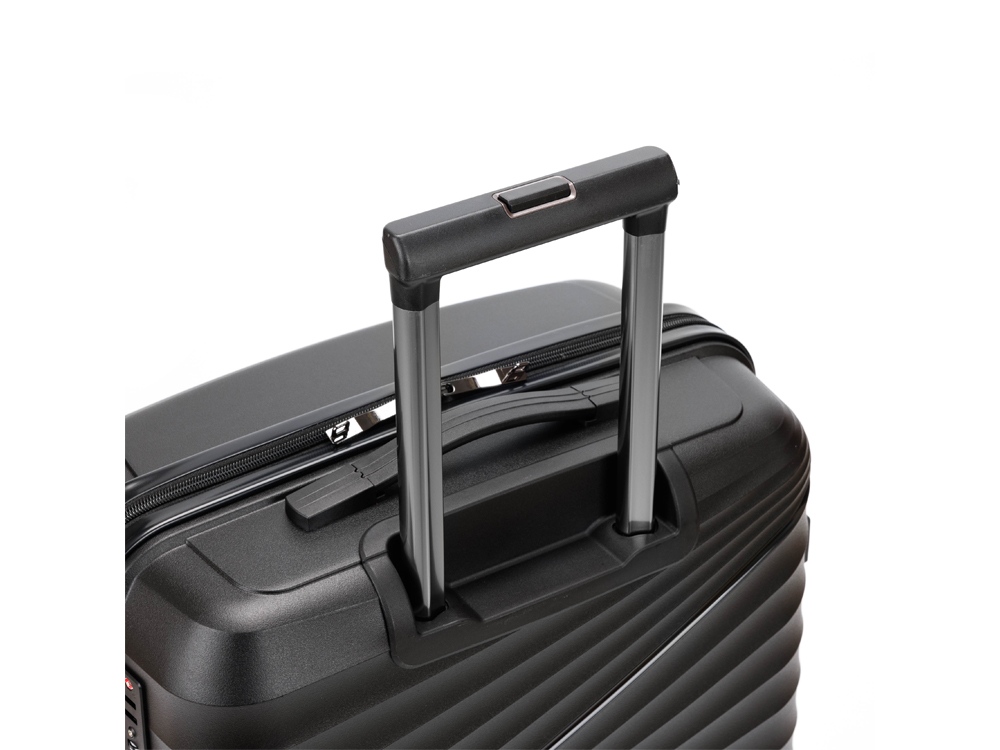 Чемодан TORBER НЕВО, чёрный, полипропилен, 45 х 26 х 66 см, 66 л