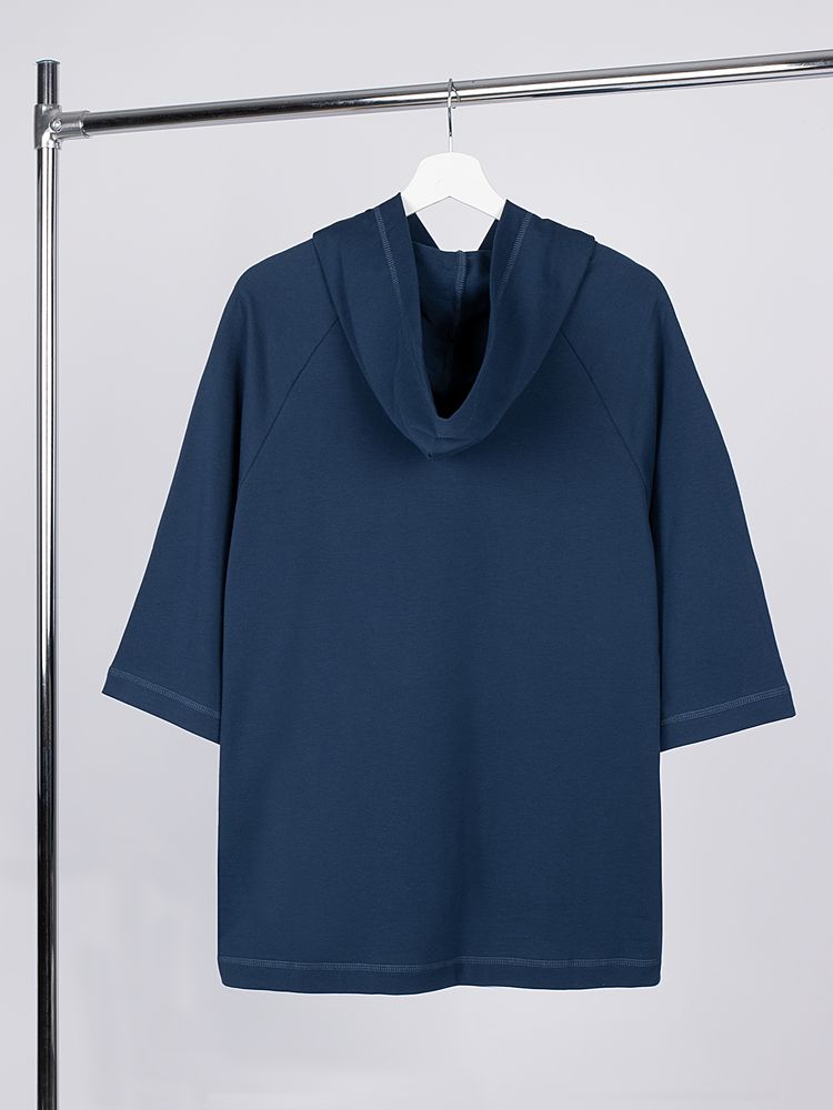 Футболка оверсайз унисекс с капюшоном Neofit, темно-синяя, размер XL/XXL