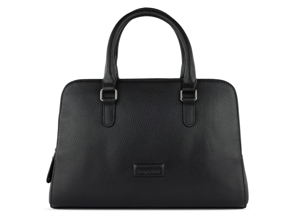 Сумка женская BUGATTI ЭЛЬЗА | ELSA, чёрная, воловья кожа/полиэстер, 32х13х22 см