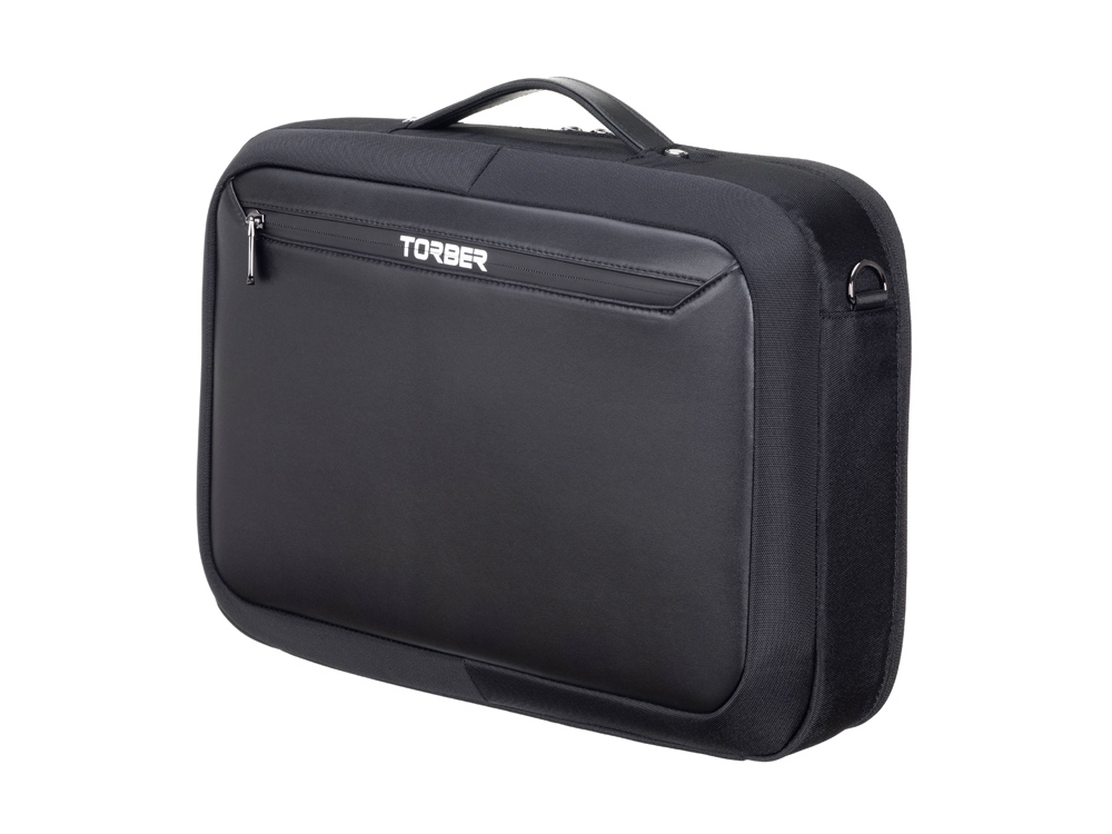 Сумка для ноутбука TORBER ВОЯЖ 15.6'', чёрный, нейлон/микрофибра, 44 х 10 х 32 см, 12л