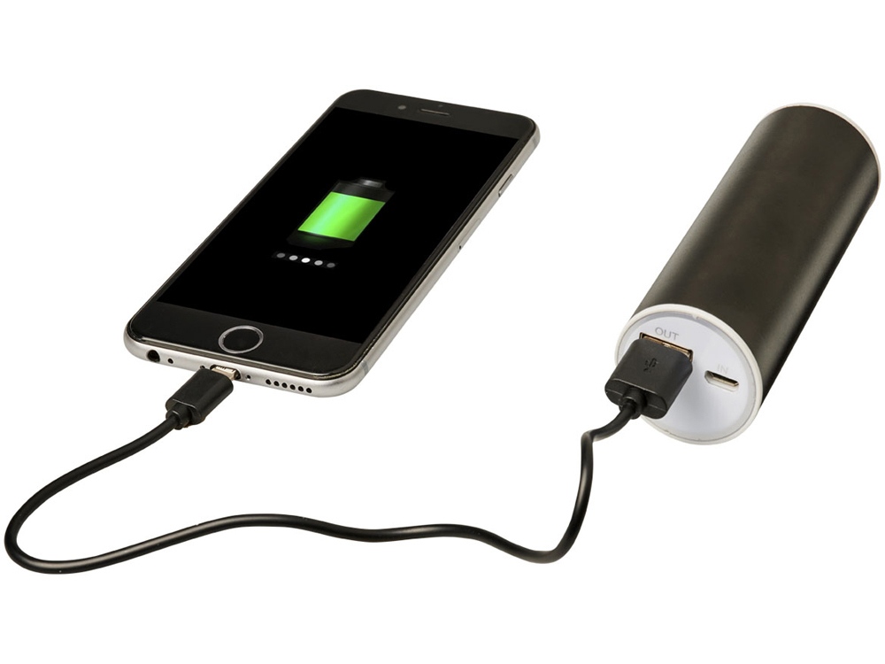 Портативное зарядное устройство Bliz, 6000 mAh с кабелем 2-в-1, черный